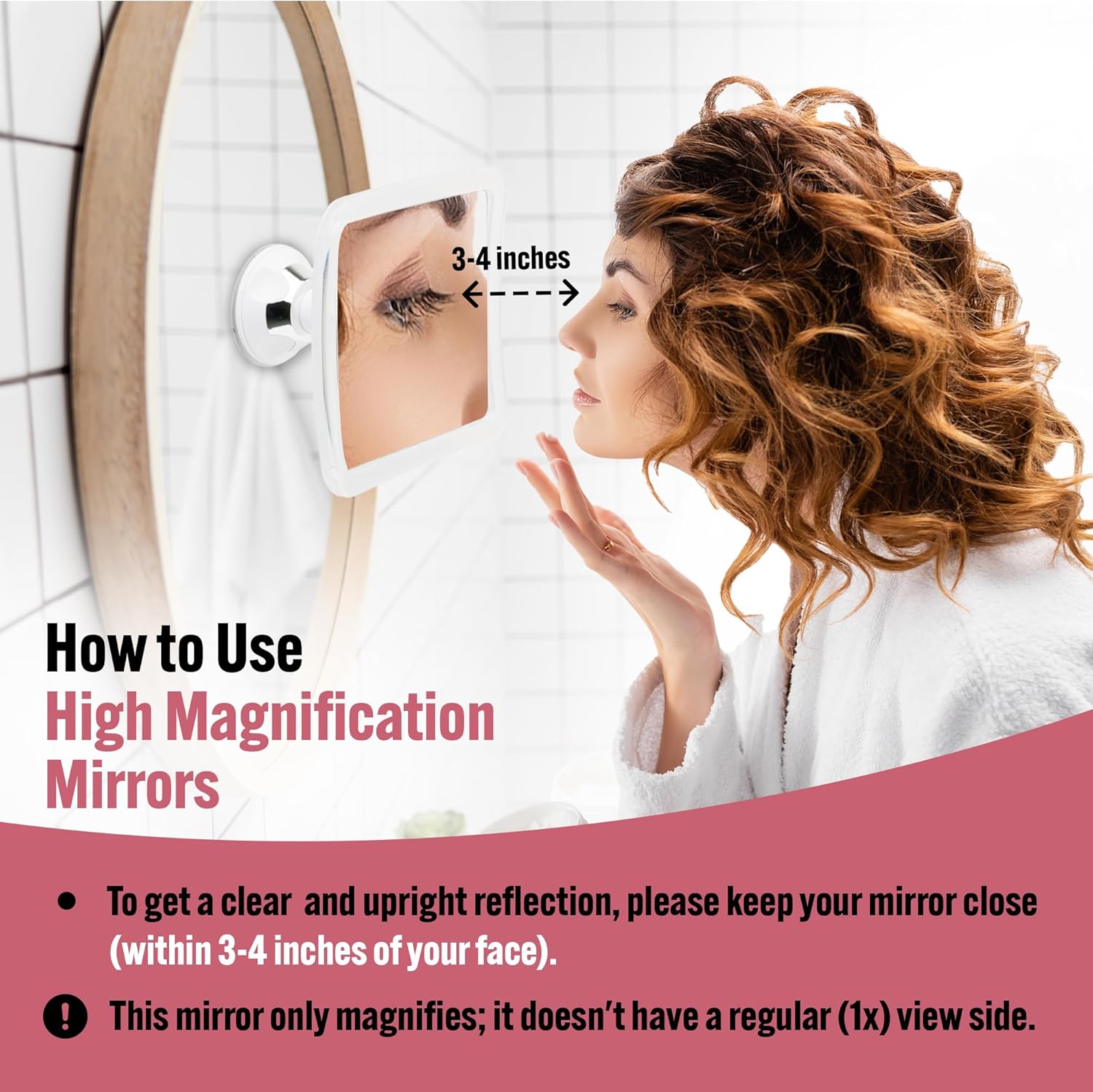 10X Magnifying Makeup Mirror with Suction Cup (Square)