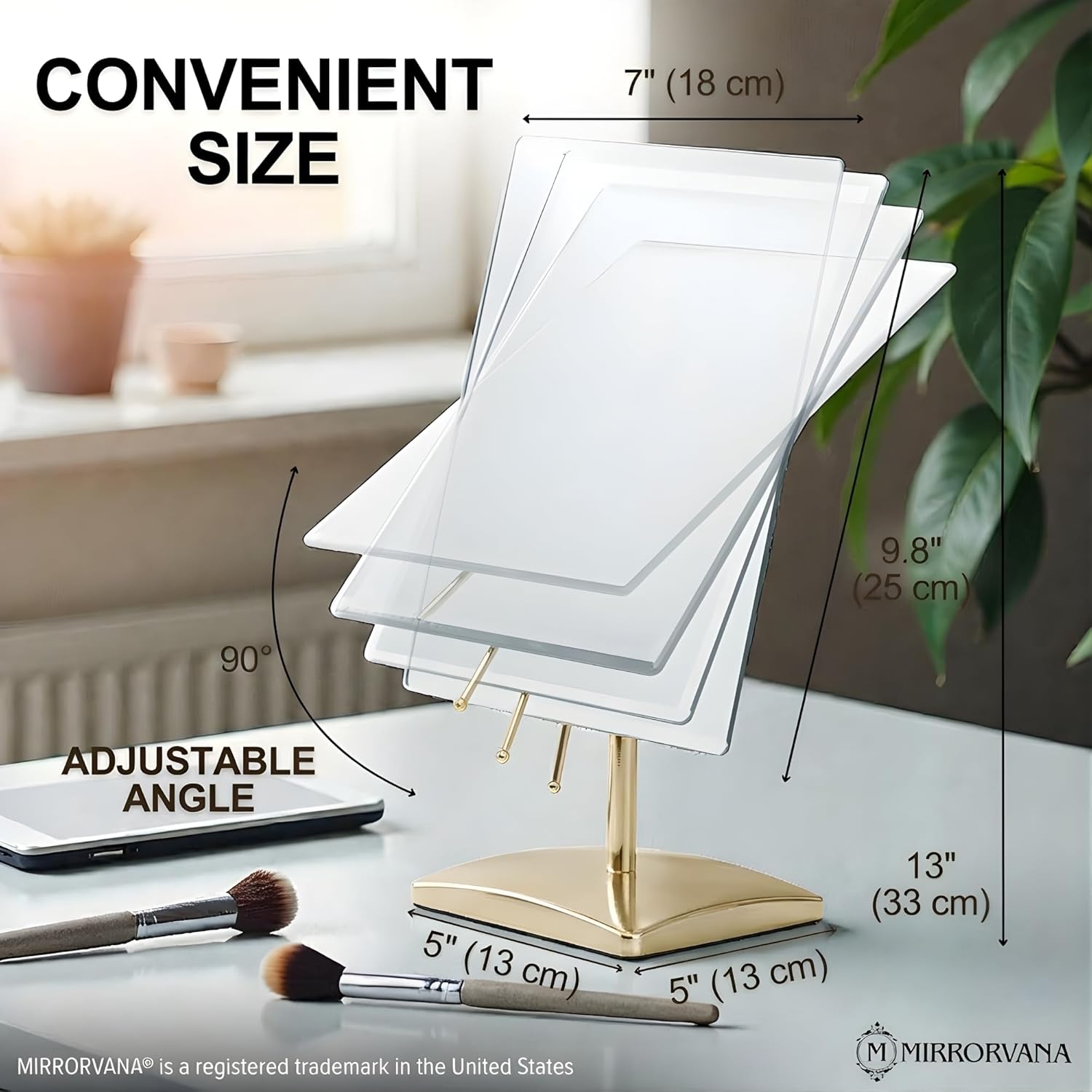 Rectangular Countertop Mirror (Gold) - MVT798GG1X - 8 Units Per Carton