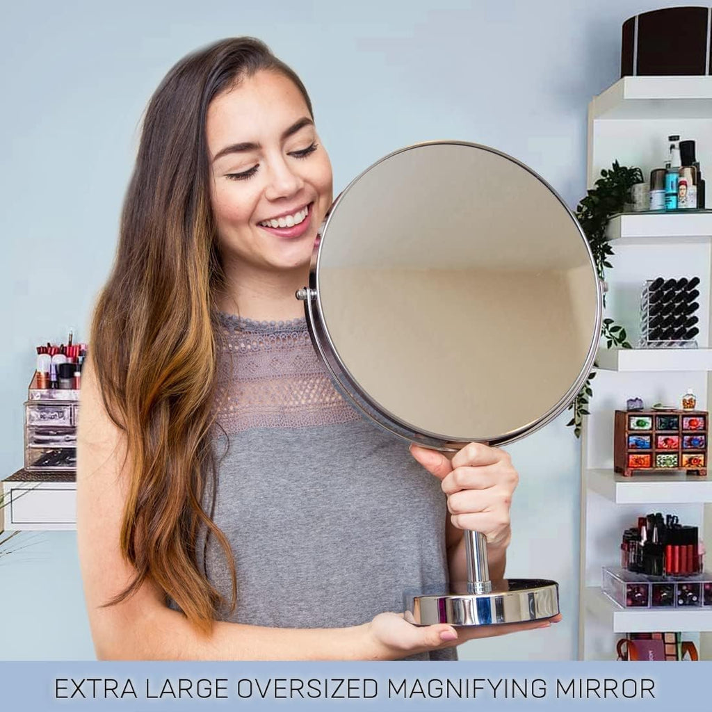 XXLarge Oversized 11-Inch Tabletop Makeup Mirror with 3X/1X Magnification (Chrome)