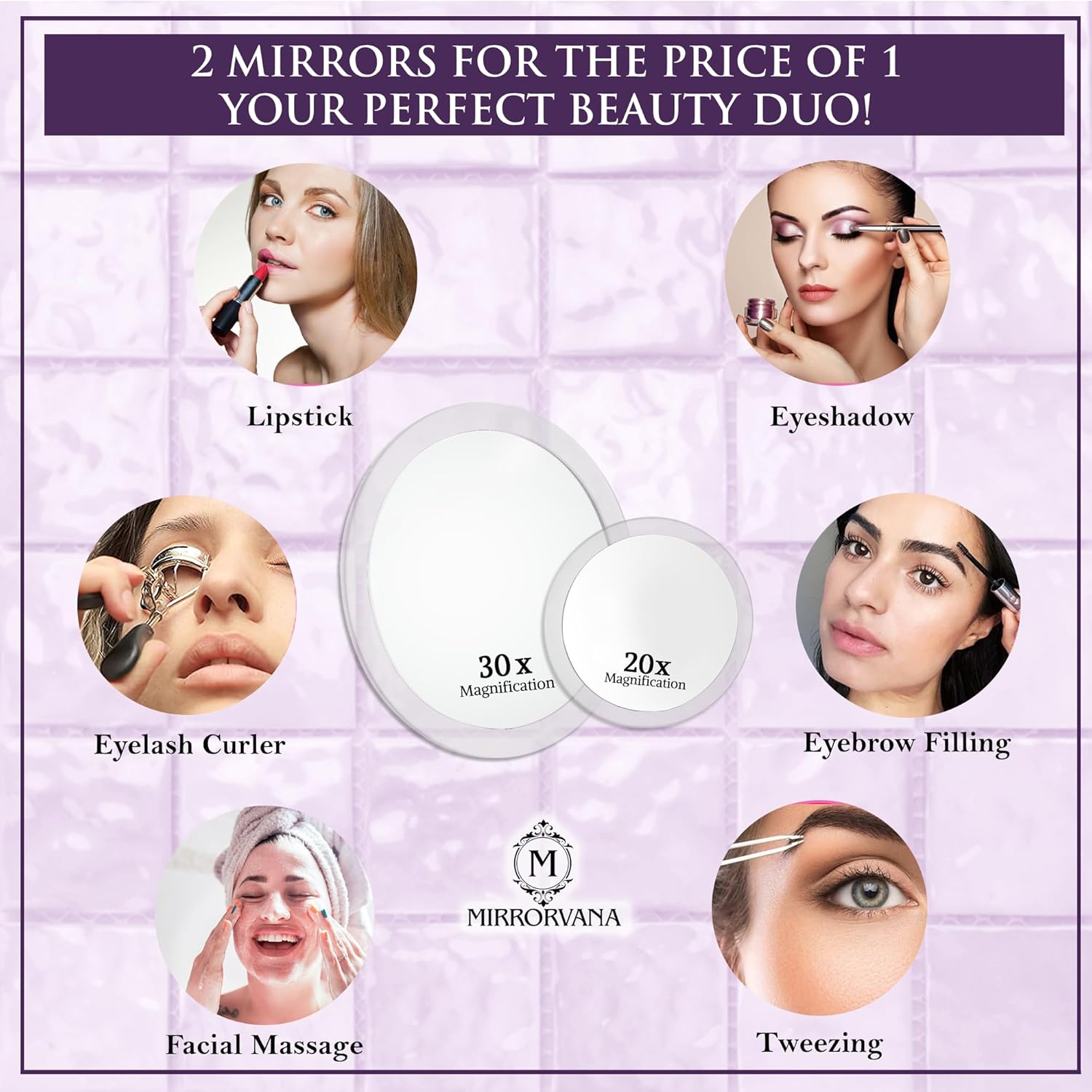 20X & 30X Magnifying Makeup Mirror Set