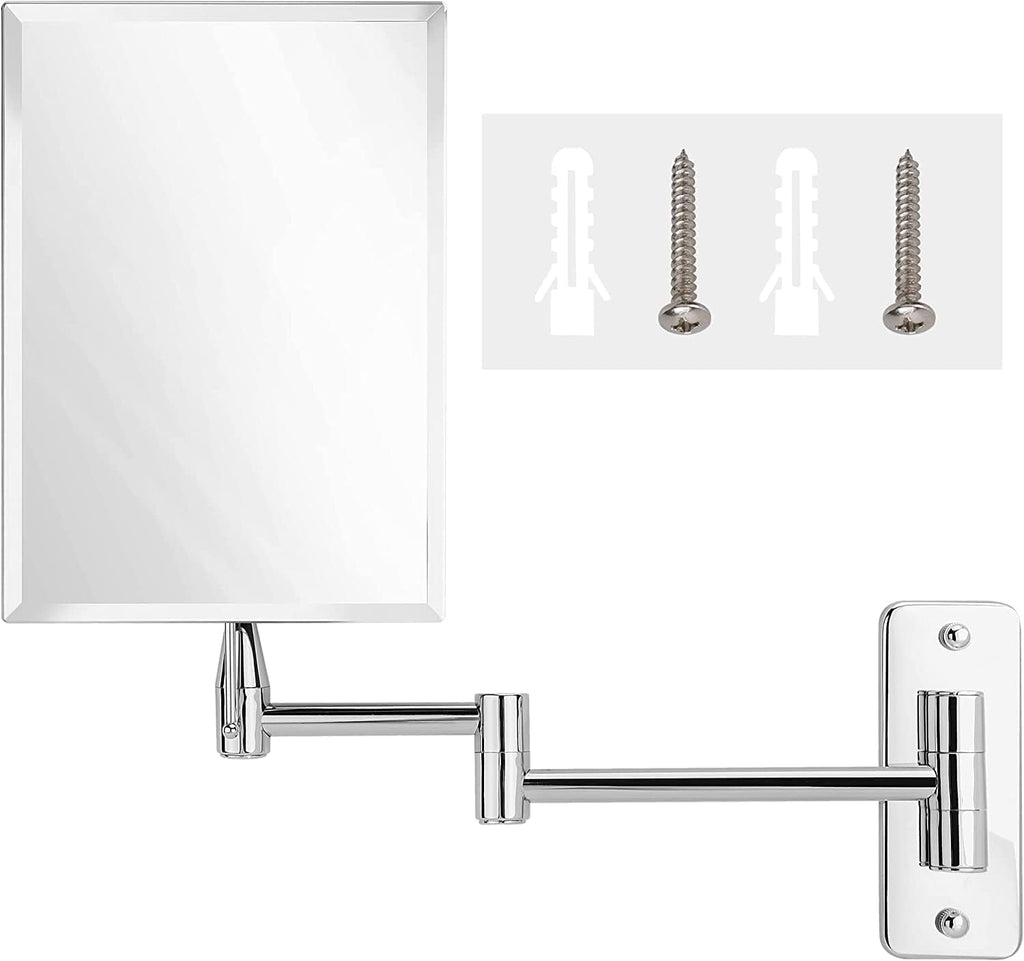 Frameless Rectangular Wall Mount Bathroom Mirror with 11" Extendable Arm - MVRW8763CH1X - Case Pack of 16