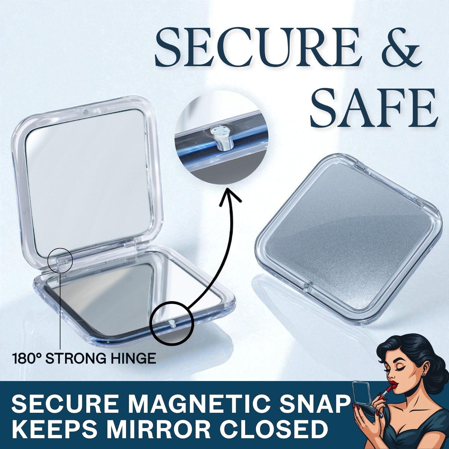 15X Square Magnifying Compact Mirror (Silver)