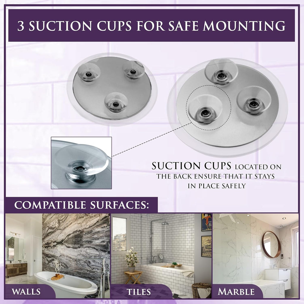 20X & 10X Magnifying Mirror Set, 3 Suction Cups Each, 6" & 4"