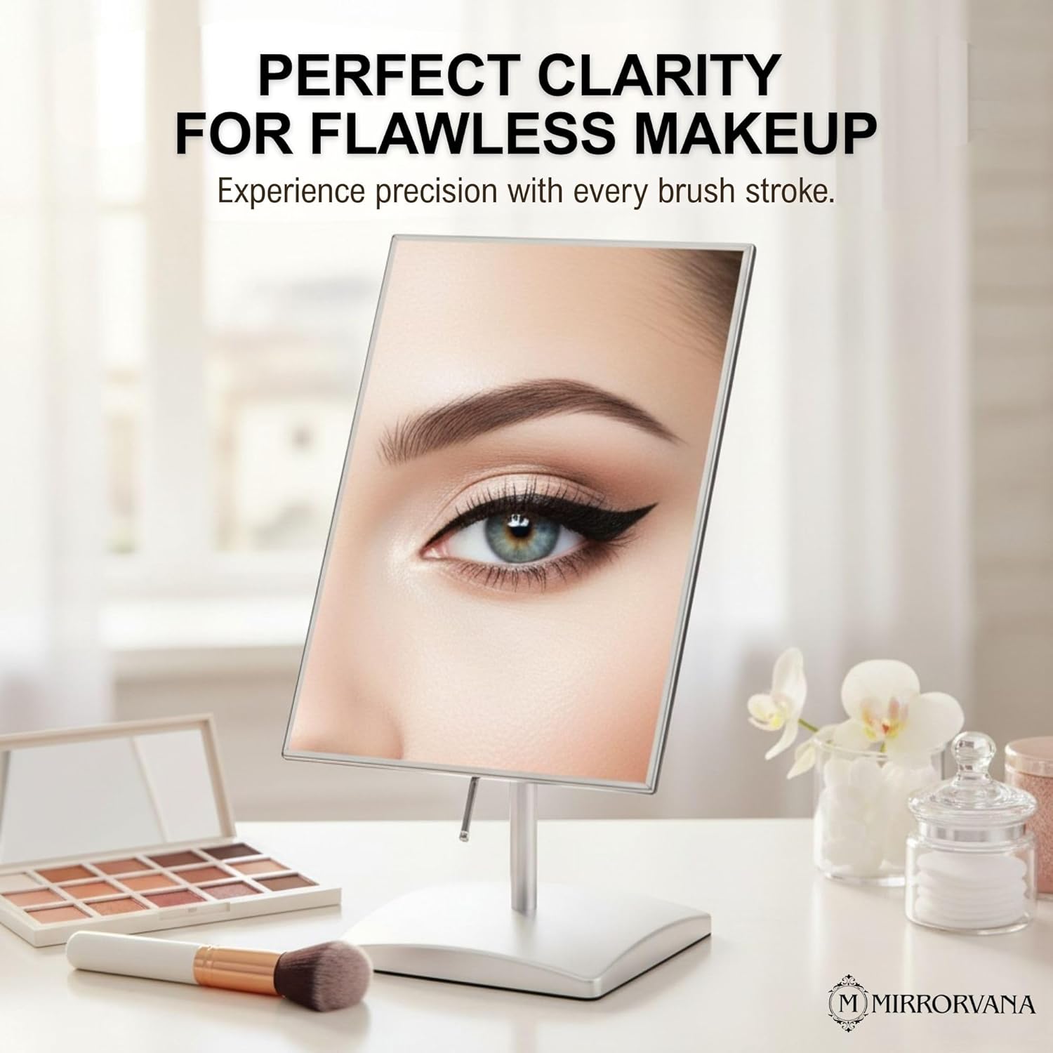 Large Tabletop Face Mirror in Gift Box, Non-magnifying (Chrome)