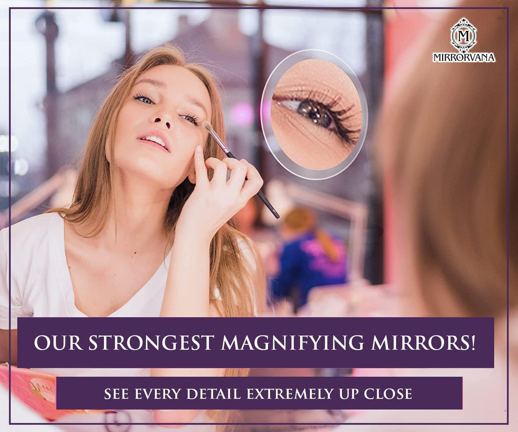 20X & 10X Magnifying Mirror Set, 3 Suction Cups Each, 6" & 4"