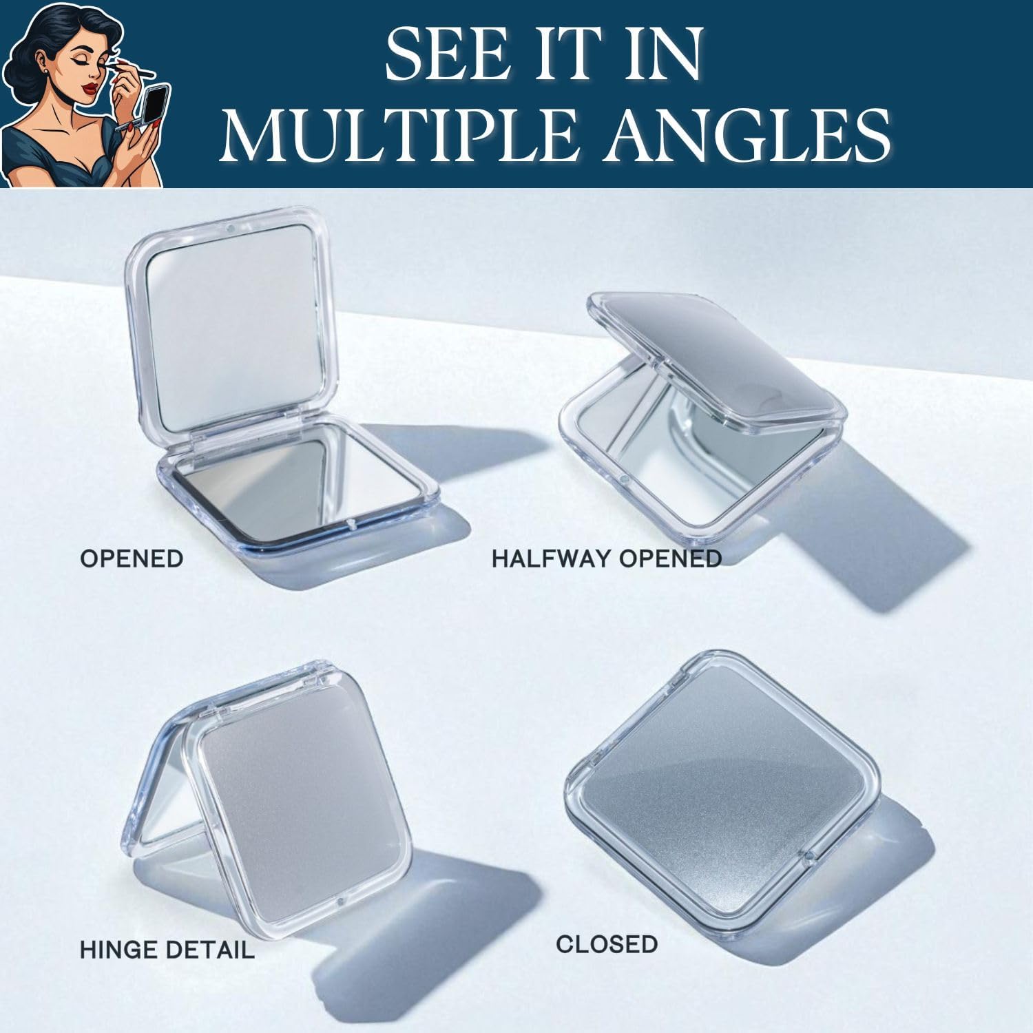 15X Square Magnifying Compact Mirror (Silver)