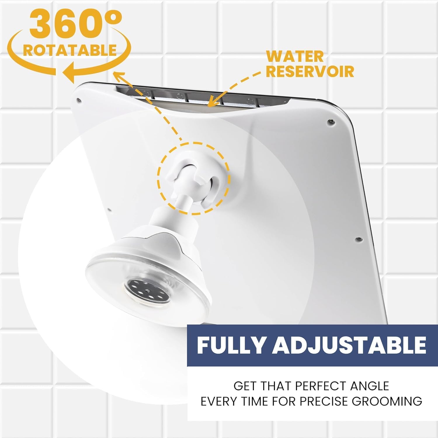 Fogless Shower Mirror with Dual Anti-Fog System and Suction Mount (Chrome) - MVSFM87CH1X - 36 Units Per Carton