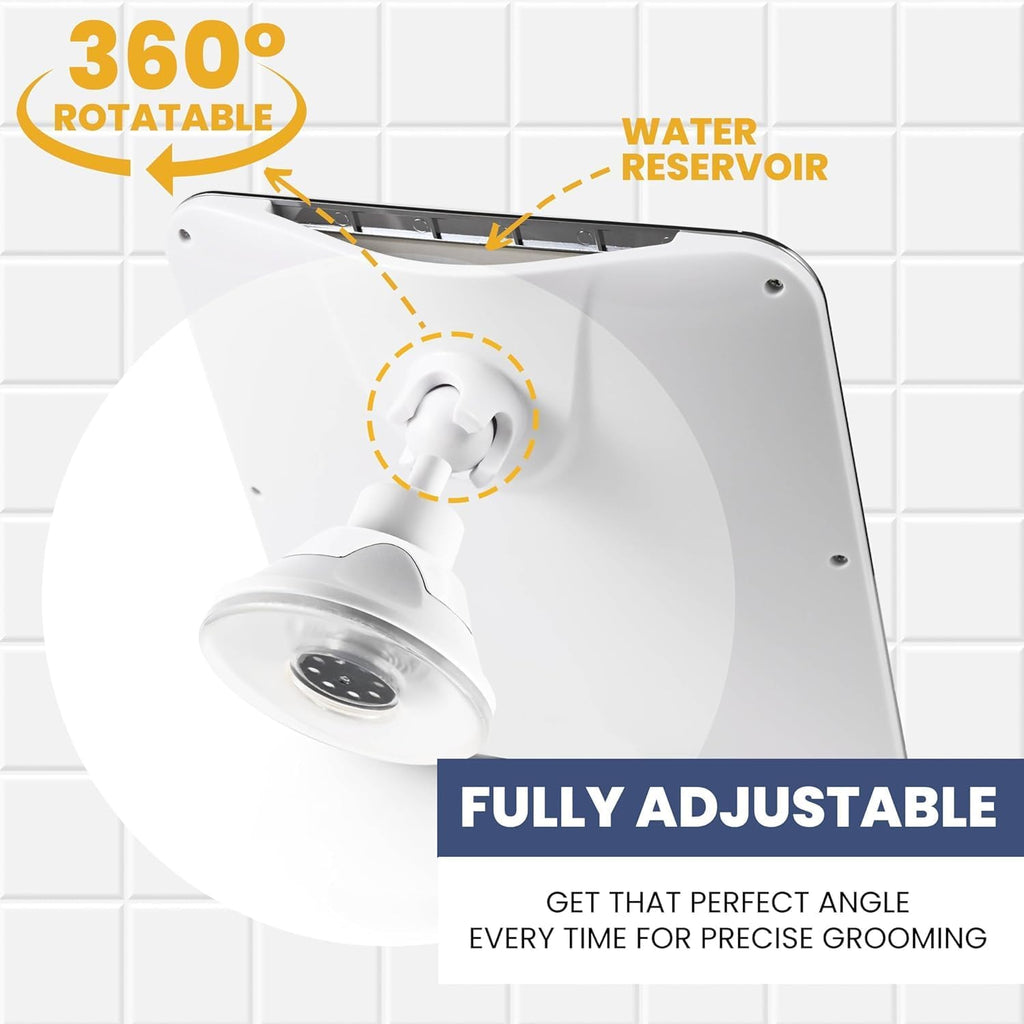 MIRRORVANA Fogless Shower Mirror for Shaving with Upgraded Suction, Dual Anti Fog Design, Shatterproof Surface & 360° Swivel, 8" x 7" Chrome