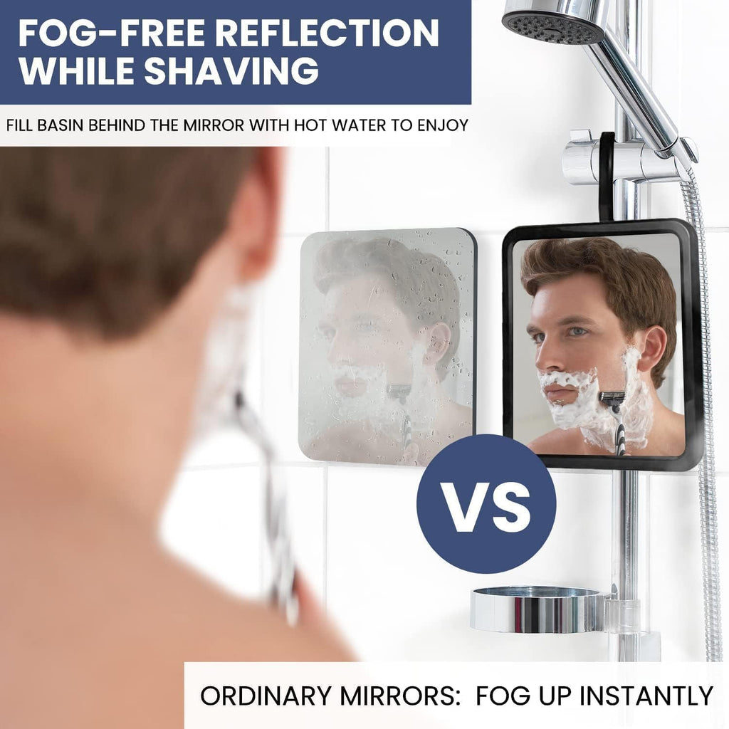 MIRRORVANA Fogless Shower Mirror for Shaving with Hook for Hanging and Anti Fog Surface, Fill Back Chamber/Reservoir with Hot Water for Fog Free Shave (Real Glass)