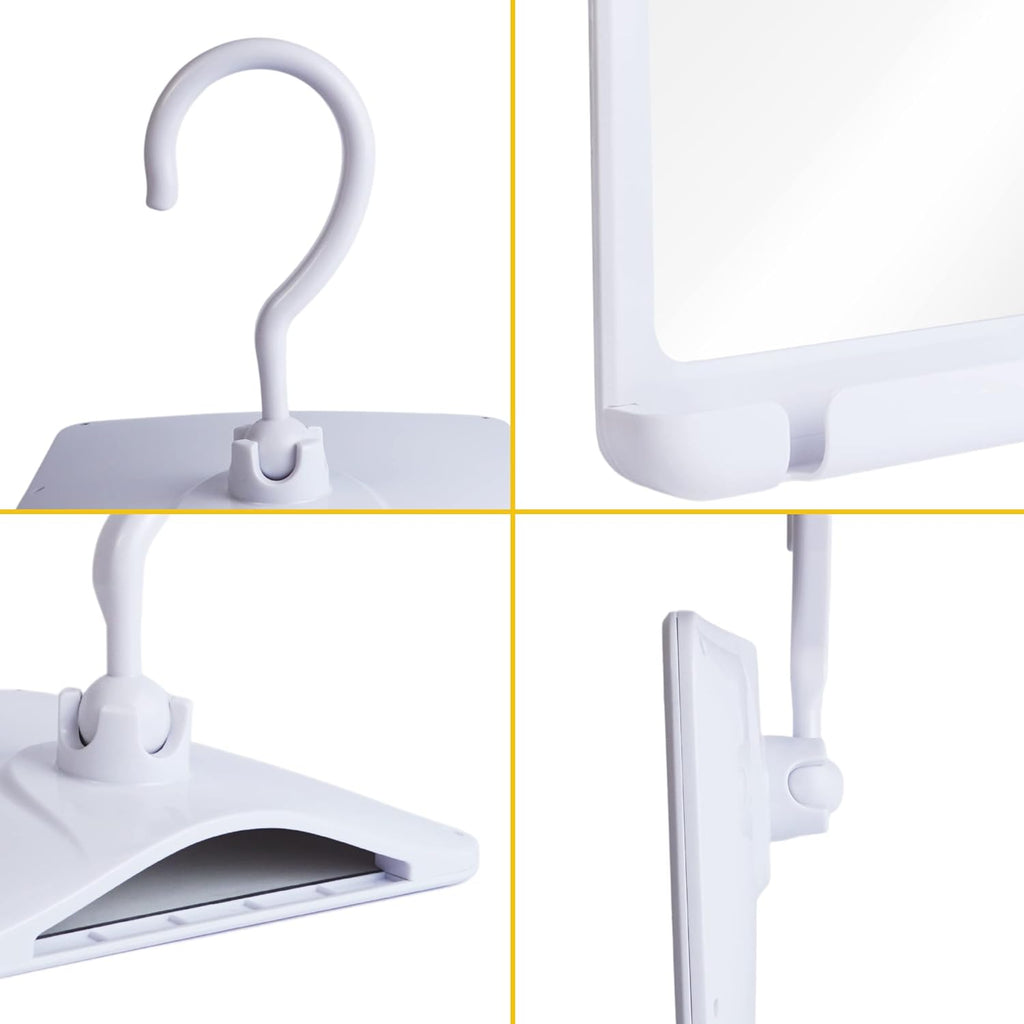 MIRRORVANA Dual Anti Fog Shower Mirror for Shaving, Shatterproof Fogless Design with Hook for Hanging - Fill Back Chamber/Reservoir with Hot Water for Fog-Free Shave - 8" x 7" (White)