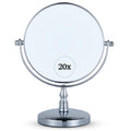 20X/1X Magnifying Tabletop Mirror, 6" Wide and 9" Tall (Chrome)