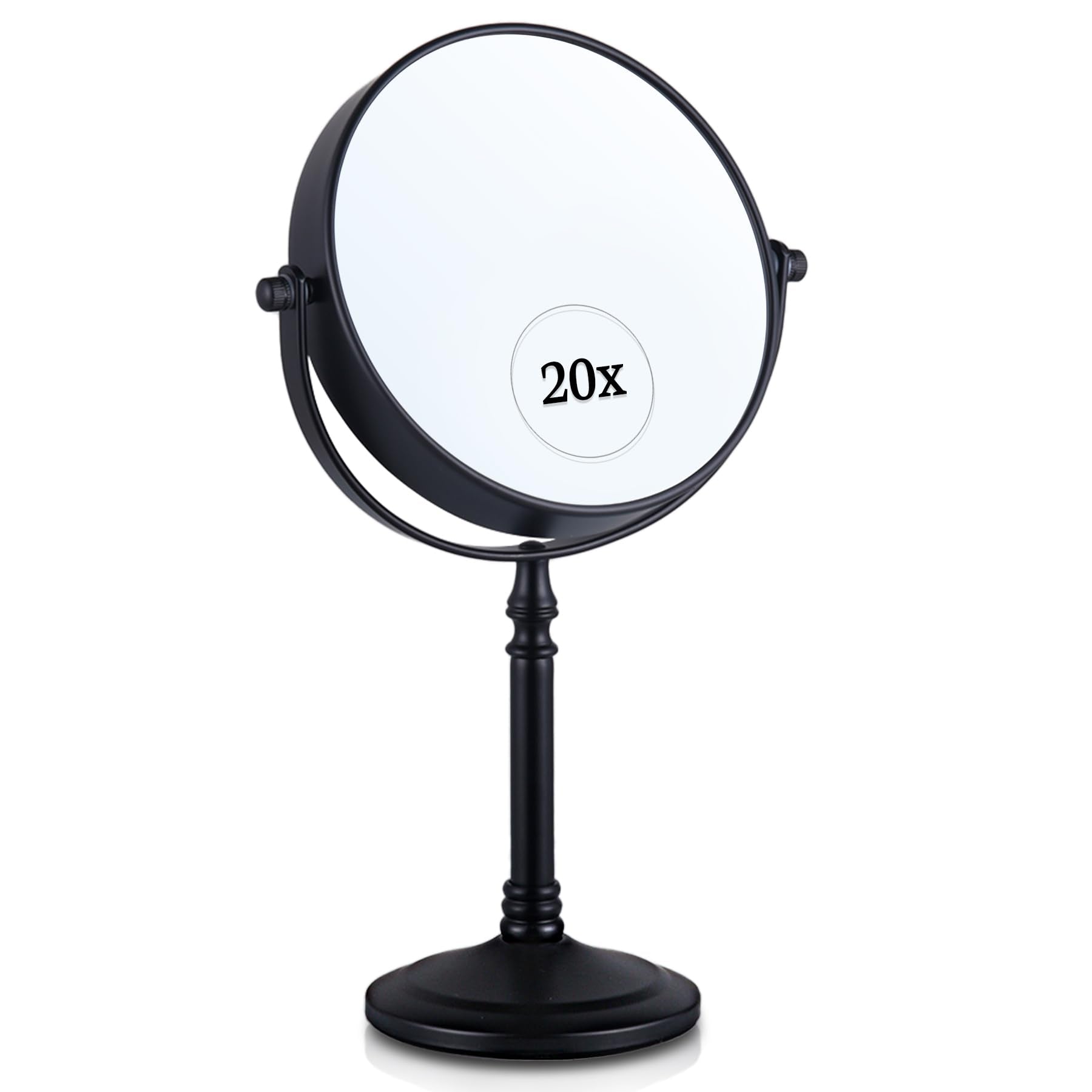 20X/1X Magnifying Tabletop Mirror, 6" Wide and 15" Tall (Black)