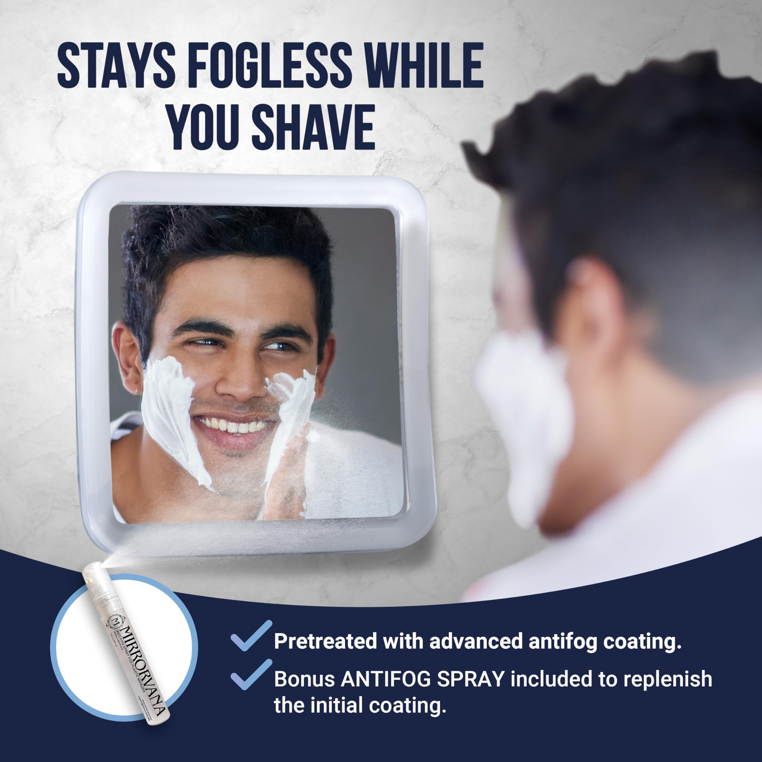 Small Travel Fogless Shower Mirror with Suction Cups (Transparent)