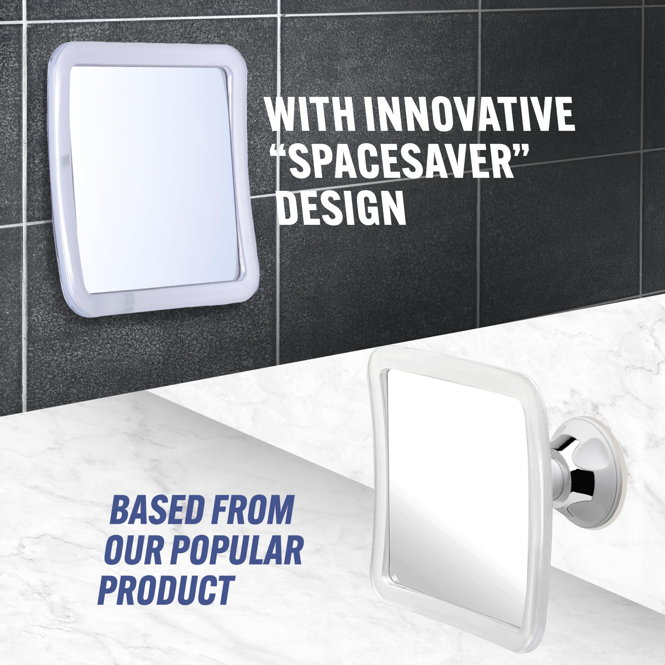 Small Travel Fogless Shower Mirror with Suction Cups (Transparent)