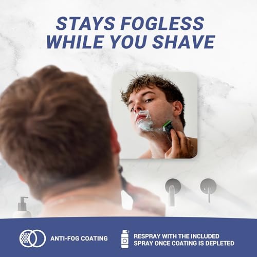 Sticky 3M Adhesive Anti-Fog Shaving Mirror (Square)