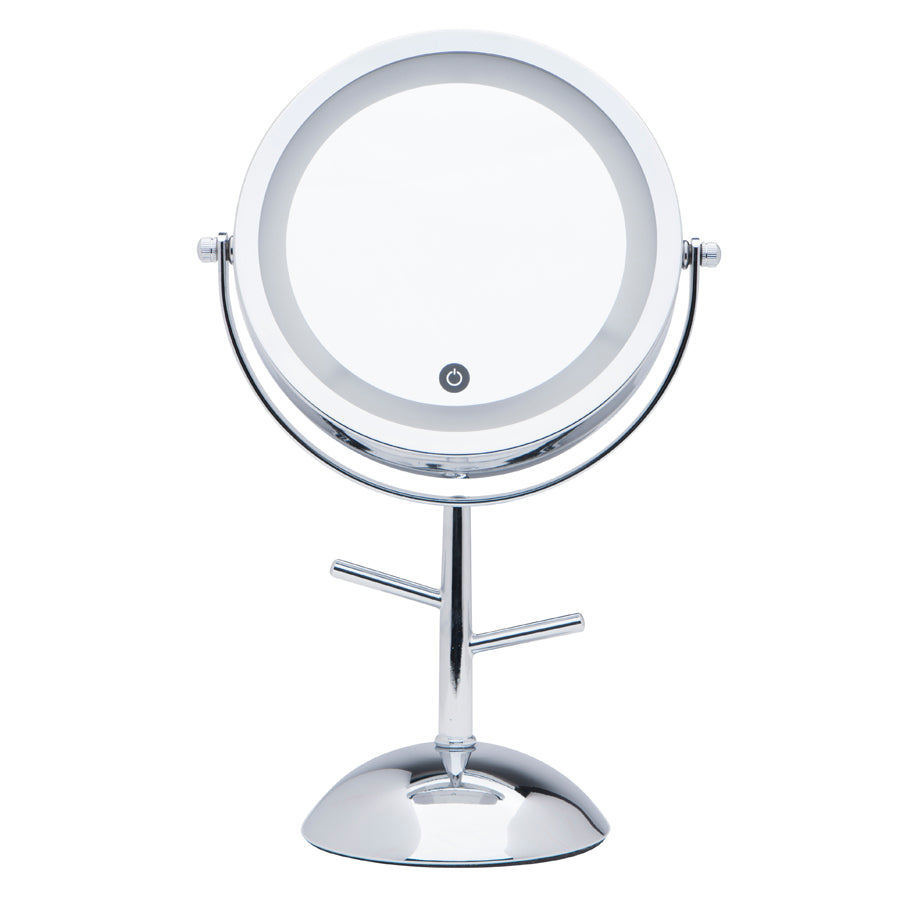 Mirrorvana 7-Inch Dual-Sided Magnifying LED Lighted Vanity Makeup Mirror with Jewelry Hooks, 1X and 5X Magnification