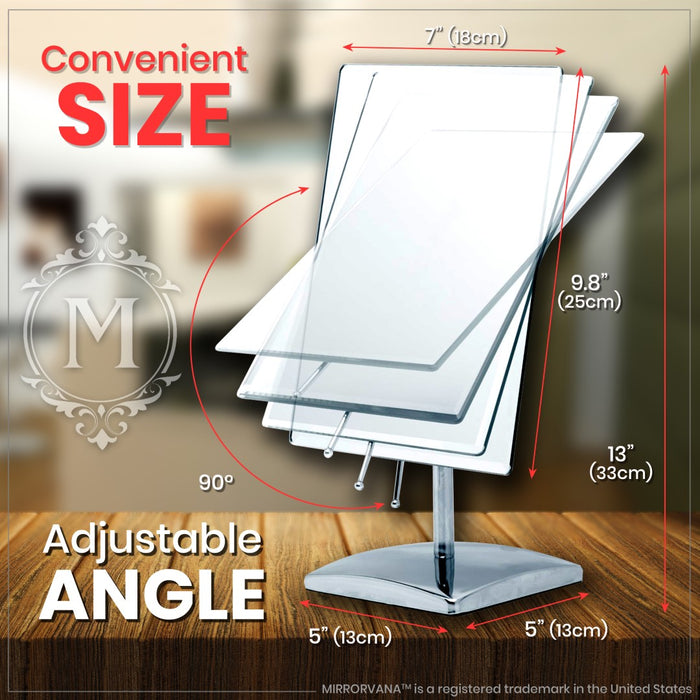 Large Tabletop Face Mirror with Stand - True No Magnification Single Sided Mirror for Retail Store Display Counter, Table Top Vanity & Bathroom Countertop - Frameless Rectangle 9.8" x 7"