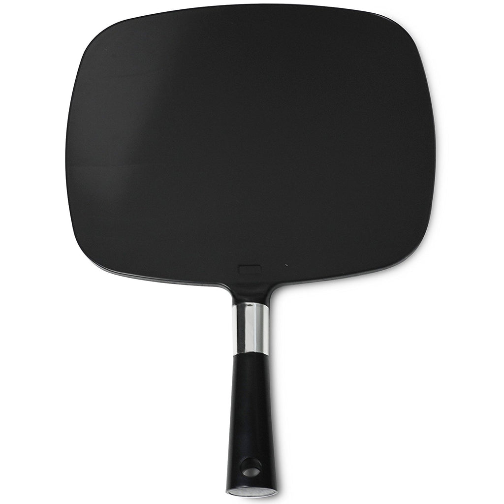 Mirrorvana Large & Comfy Hand Held Mirror with Handle - Barber Model in Black