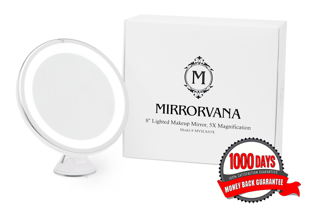 Mirrorvana 8-Inch Lighted Magnifying Makeup Mirror, 5X Magnification