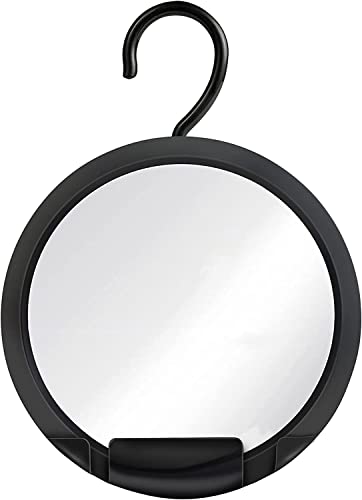 MIRRORVANA Round Hanging Fogless Shower Mirror for Shaving with Real Glass Surface and Adjustable Swivel Hook - Simply Fill Back Chamber/Reservoir with Hot Water