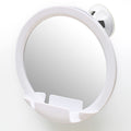 Round Fogless Shower Mirror with Dual Anti-Fog System, Suction Mount, and Razor Holder (White)