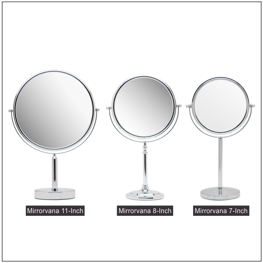 Mirrorvana Oversized 11-Inch Magnifying Makeup Mirror | Double-Sided 1X and 3X Magnification for Home Vanity Countertop
