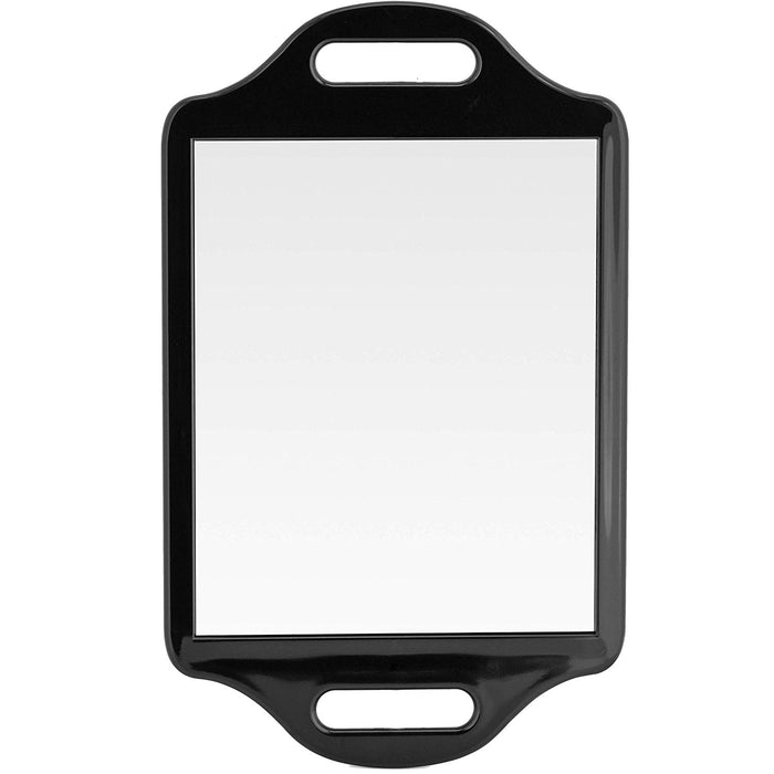 Mirrorvana X-Large Barber Hand Mirror with Comfy Grip Twin Handles - Black (14" x 8.5")