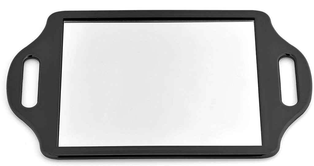 Mirrorvana X-Large Barber Hand Mirror with Comfy Grip Twin Handles - Black (14" x 8.5")