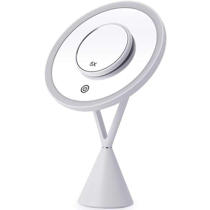 Mirrorvana Lighted Makeup Mirror with 30 LED Lightbulbs and Detachable 5X Magnifying Spot Mirror, 13" Height & 7" Diameter