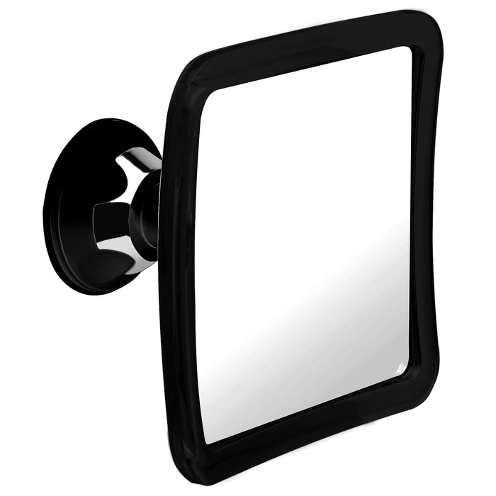 Mirrorvana Fogless Shower Mirror for Shaving with Lock Suction-Cup, 6.3 x 6.3 Inch (1X Magnification (Black)