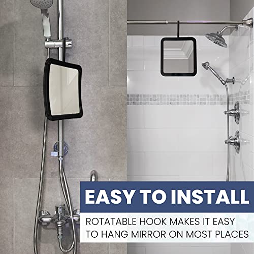 Hangable Fogless Shower Mirror for Shaving (Black)