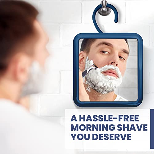 MIRRORVANA Fogless Shower Mirror for Shaving, 1X Magnifying, 6.3 x 6.3 Inch (Blue)