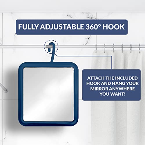 MIRRORVANA Fogless Shower Mirror for Shaving, 1X Magnifying, 6.3 x 6.3 Inch (Blue)