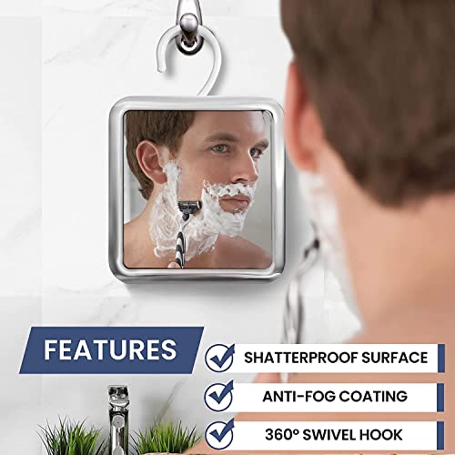 Hangable Fogless Shower Mirror for Shaving (Chrome)