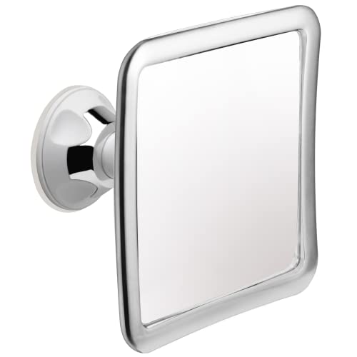 MIRRORVANA Fogless Shower Mirror for Shaving with Hook for Hanging, Anti Fog Shatterproof Surface and 360° Swivel, 6.3" x 6.3" (Chrome)