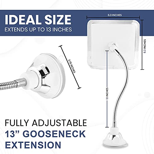 Fogless Shower Mirror with 360° Flexible Gooseneck (Transparent)