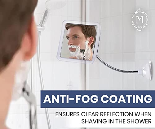 Fogless Shower Mirror with 360° Flexible Gooseneck (Transparent)