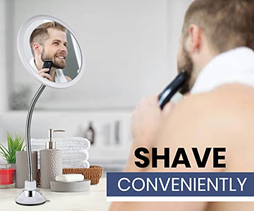 MIRRORVANA Flexible Round Fogless Shower Mirror for Shaving with Height Adjustable Gooseneck Extension, 360° Swivel and Upgraded Suction Cup - Shatterproof 6.7" Diameter Surface