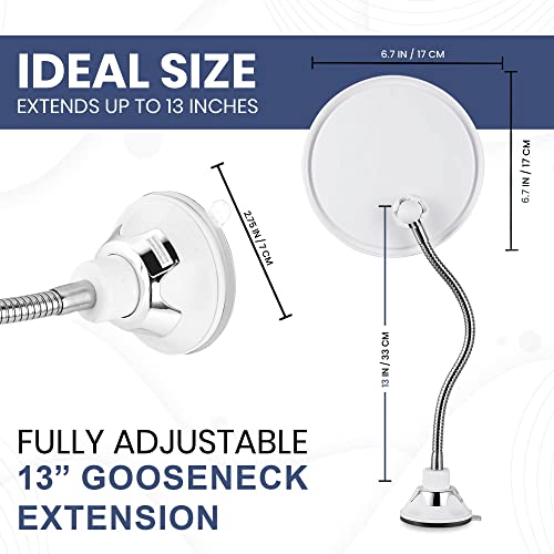 Round Fogless Shower Mirror with 360° Flexible Gooseneck (White)