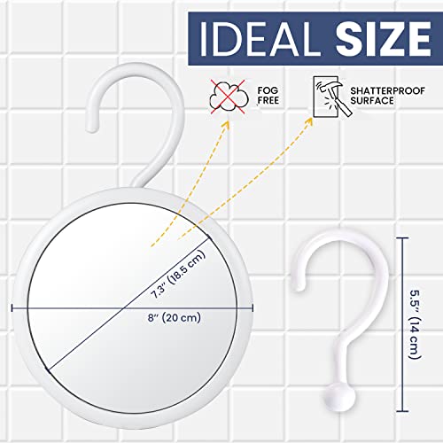 Round Hangable Fogless Shower Mirror (White)