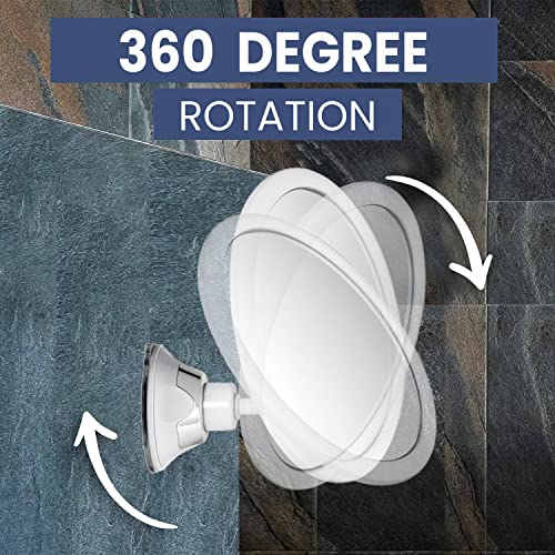 3X Magnifying Round Fogless Shower Mirror with Suction Mount (White)