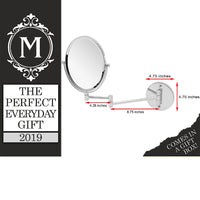 Mirrorvana Oval Wall Mounted Shaving Mirror for Bathroom, Double Sided 5x / 1x Magnifying, 33 cm Extension, 17 cm x 22 cm