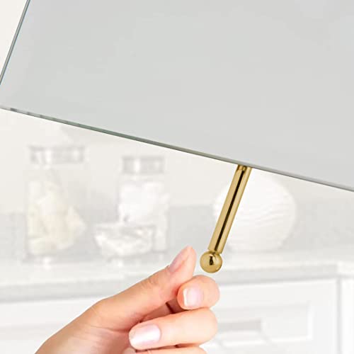 MIRRORVANA Large Free Standing Mirror for Bathroom Countertop, Dressing Table and Vanity Set - 9.8" x 7" (Gold)