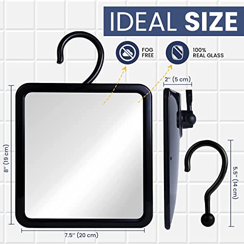 MIRRORVANA Fogless Shower Mirror for Shaving with Hook for Hanging and Anti Fog Surface, Fill Back Chamber/Reservoir with Hot Water for Fog Free Shave (Real Glass)