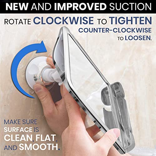 Fogless Shower Mirror with Dual Anti-Fog System, Suction Mount, and Razor Holder (Chrome)