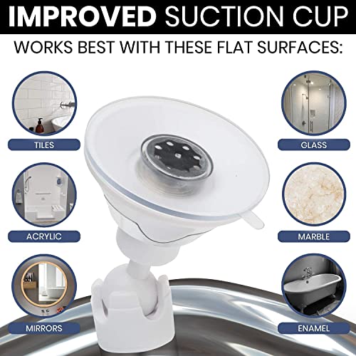 Fogless Shower Mirror with Dual Anti-Fog System, Suction Mount, and Razor Holder (Chrome)