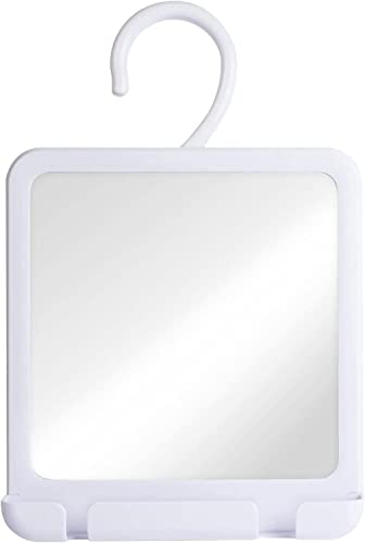 Hanging Fogless Shower Mirror for Shaving with Razor Holder, 360° Adjustable Hook and Distortion-Free Glass Surface - Fill Back Reservoir with Hot Water for Anti-Fog Shave (8" x 7", REAL GLASS)