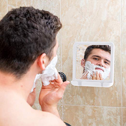 MIRRORVANA Fogless Shower Mirror for Shaving with Razor Holder, Strong Suction and 360° Swivel, Shatterproof and Anti Fog Design, 8-Inch x 7-Inch (White)
