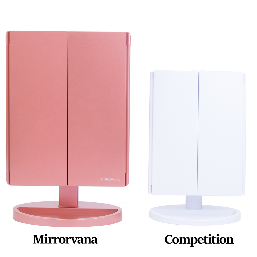MIRRORVANA LED Lighted Travel Mirror with 7X/1X Magnification - Light Up  Compact Makeup Mirror - Small Portable Circle Mirror for Pocket or Purse -  5 Round - Believe in Yourself Design
